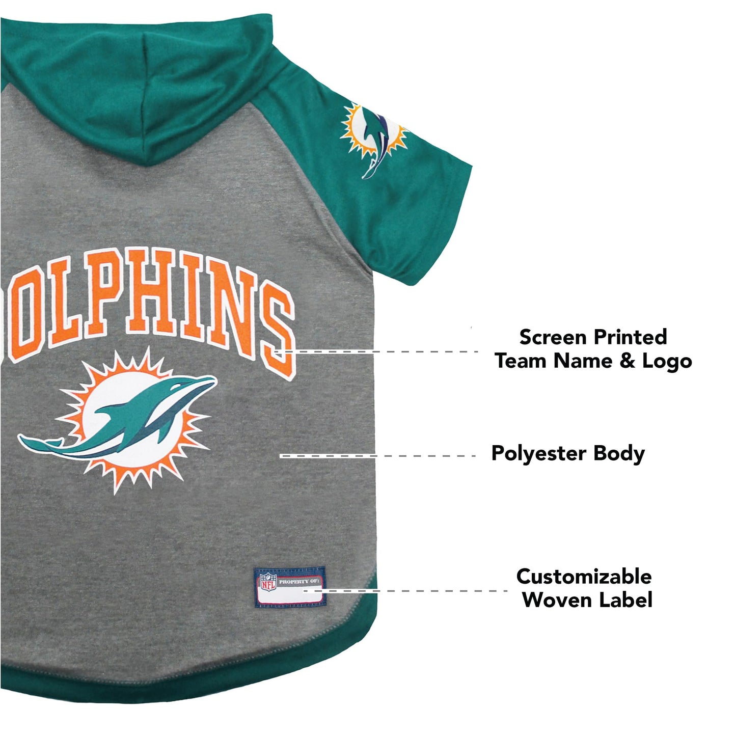 Pets First NFL Miami Dolphins Hoodie for Dogs & Cats – Official Licensed Pet Apparel (X-Small)