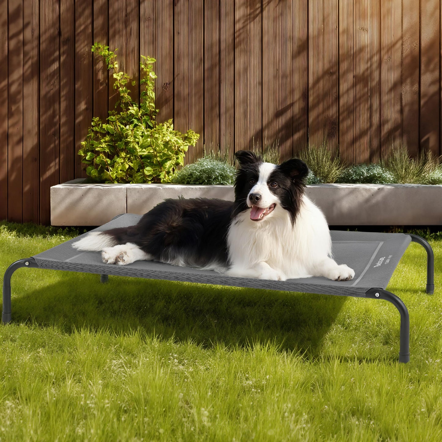 Bedsure Outdoor Elevated Cooling Dog Bed Large Sized Dog, 49in Grey