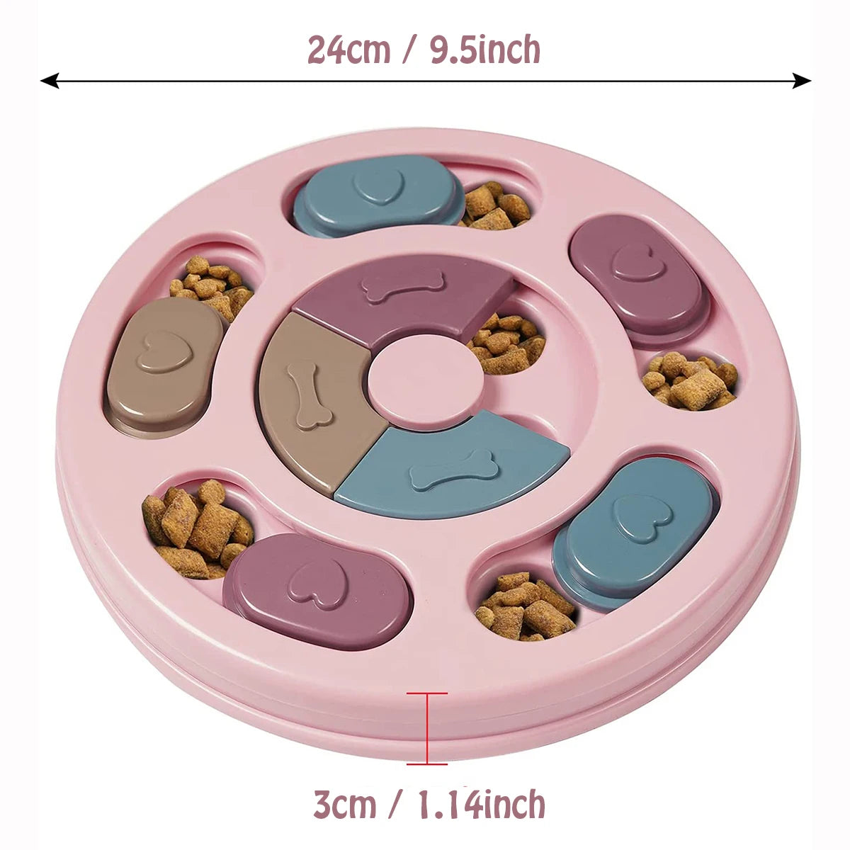 Slow Feeder Dog Bowl | Interactive Puzzle Feeding Toy | Blue & Pink