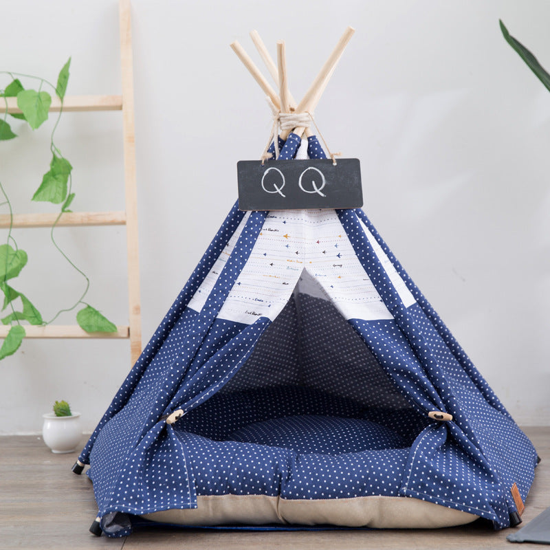 Canvas Pet Tent House – Cozy Dog Kennel with Optional Cushion (S/M/L)