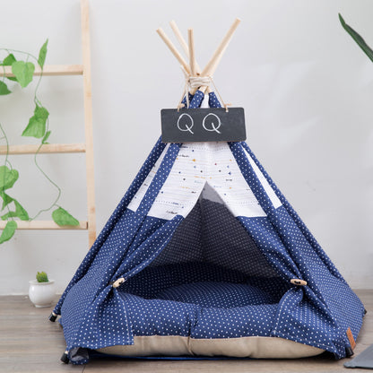 Canvas Pet Tent House – Cozy Dog Kennel with Optional Cushion (S/M/L)