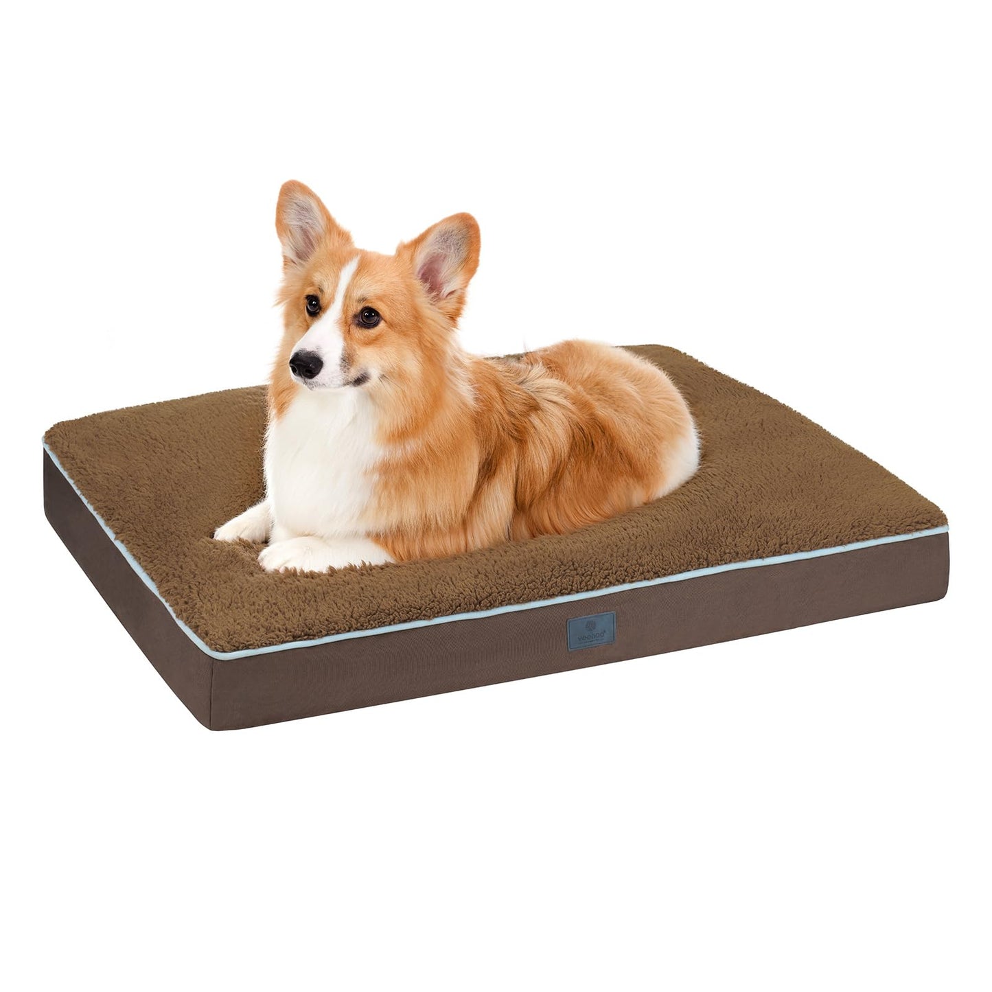 Veehoo Waterproof Orthopedic Dog Crate Bed – Sherpa Fleece, Washable & Non-Slip (Brown, 35")