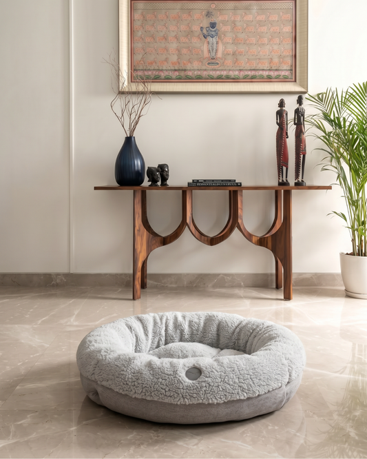 Chester & Lee | Flauschiges graues Donut-Hundebett