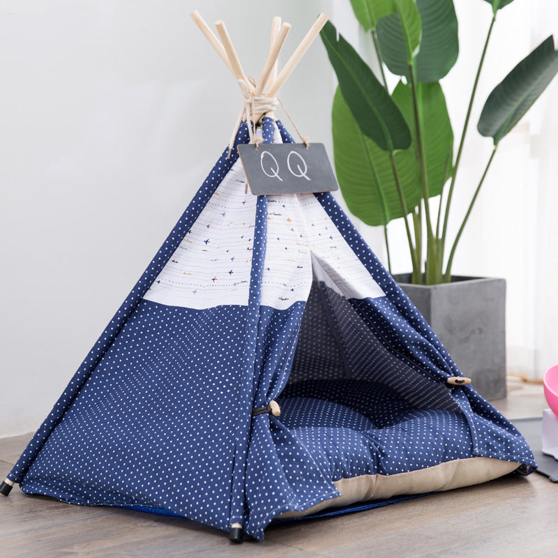 Canvas Pet Tent House – Cozy Dog Kennel with Optional Cushion (S/M/L)