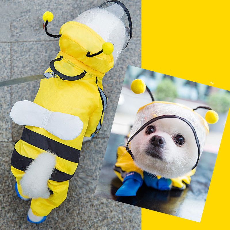 Waterproof Dog Raincoat Poncho | Yellow Bee | Sizes XS–2XL
