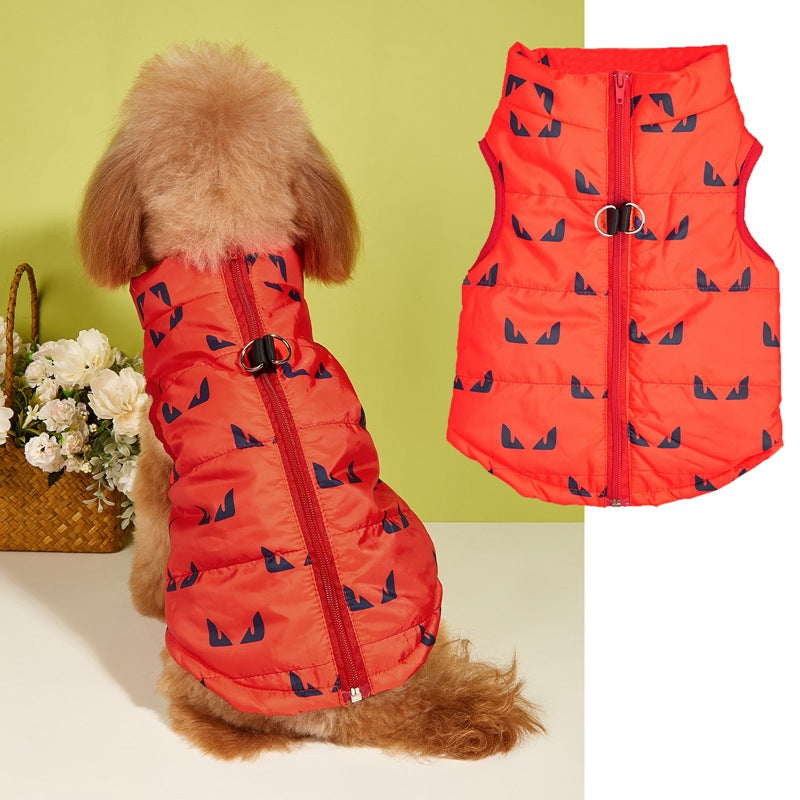 Puppy Cartoon Cardigan Vest for Dogs - Zipper with Leash Hole