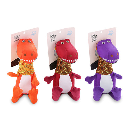 Dinosaur Plush Dog Toy – Squeaky Chew Toy for Dogs