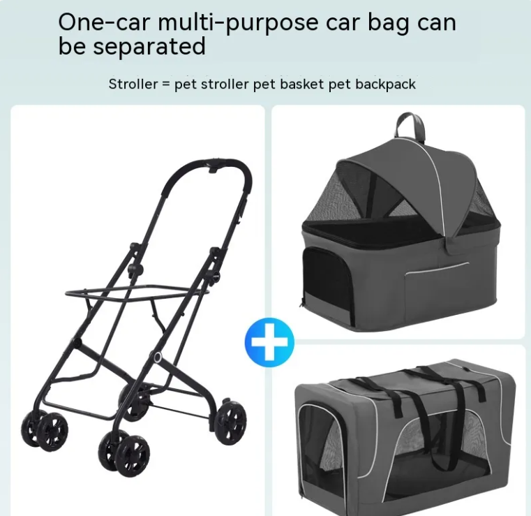 Lightweight Folding Pet Trolley | Cat & Small Dog Stroller, 2 Colors