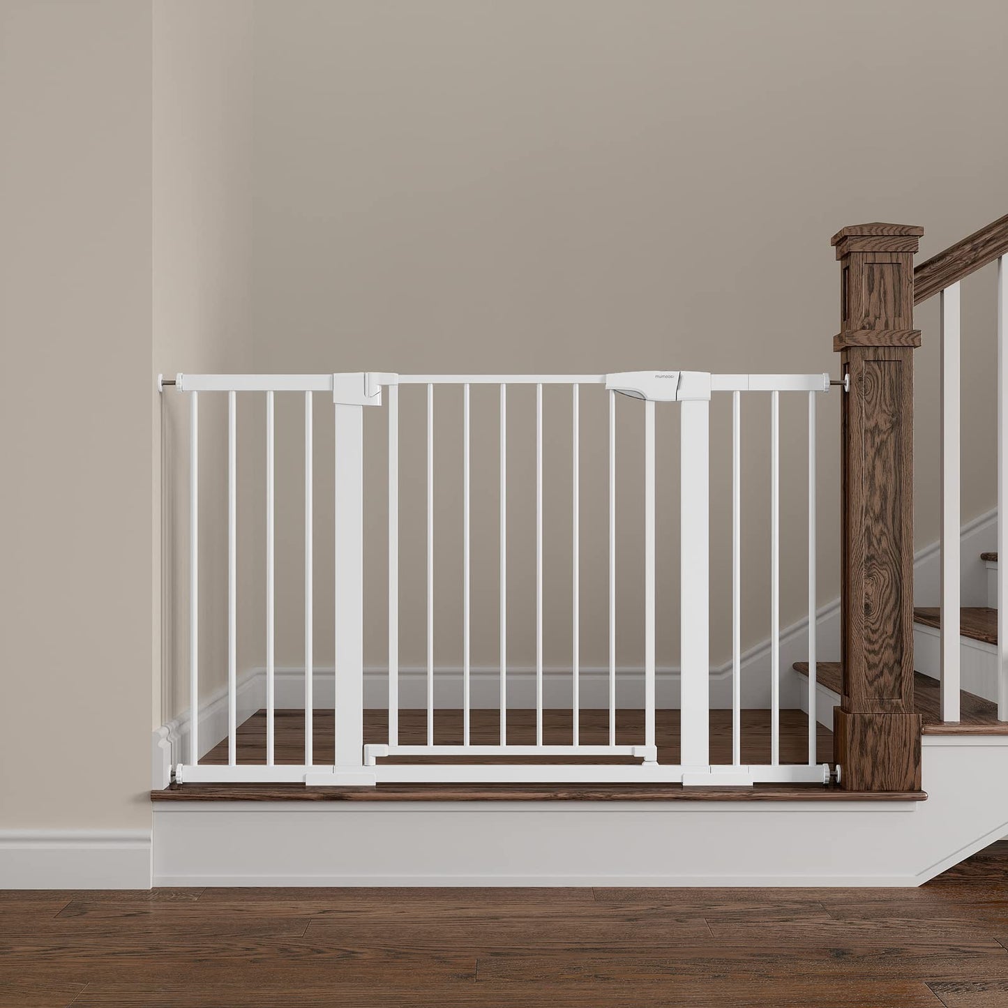 Mumeasy Baby Gate Extra Wide 29.5"- 51.5" Pressure Mounted Dog Gate with Walk Through Door Auto Close Pet Gate for StairsDoorwaysHouse