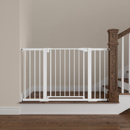 Mumeasy Baby Gate Extra Wide 29.5"- 51.5" Pressure Mounted Dog Gate with Walk Through Door Auto Close Pet Gate for StairsDoorwaysHouse