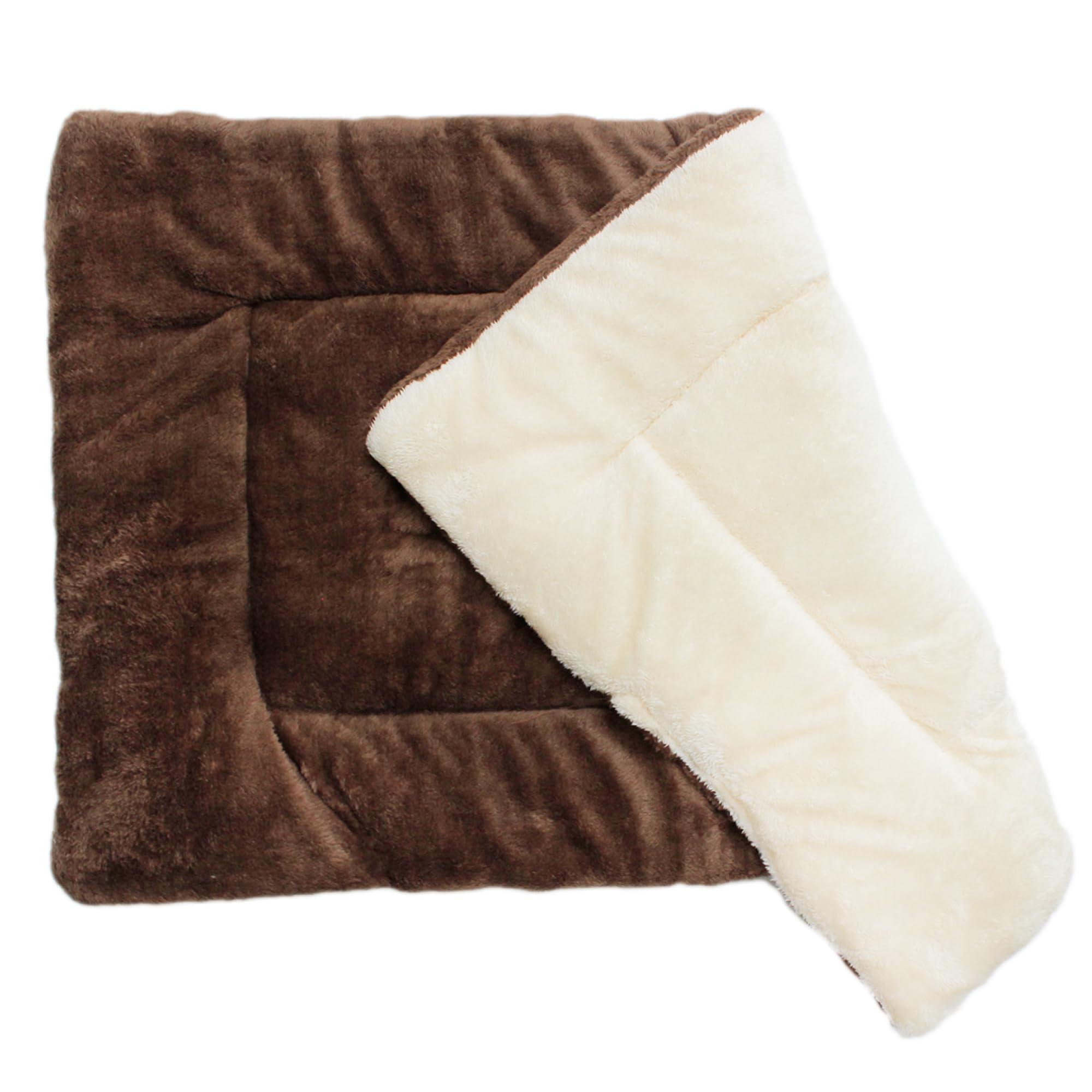 Urban Pet Haven - Cozy Fleece Crate Mat - Washable Dog & Cat Bed - Brown/Oatmeal - 35x22 Inches
