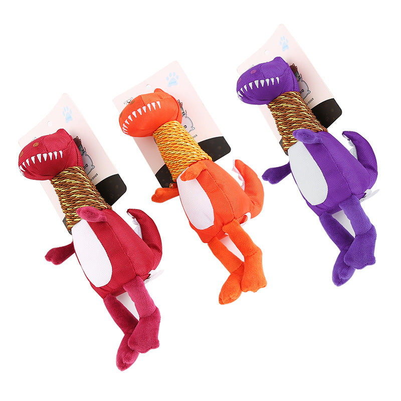 Dinosaur Plush Dog Toy – Squeaky Chew Toy for Dogs