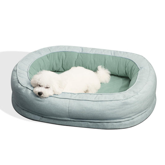 FUNNY FUZZY Extra Large Orthopedic Donut Dog Bed – Waterproof Liner & Egg Crate Foam Support