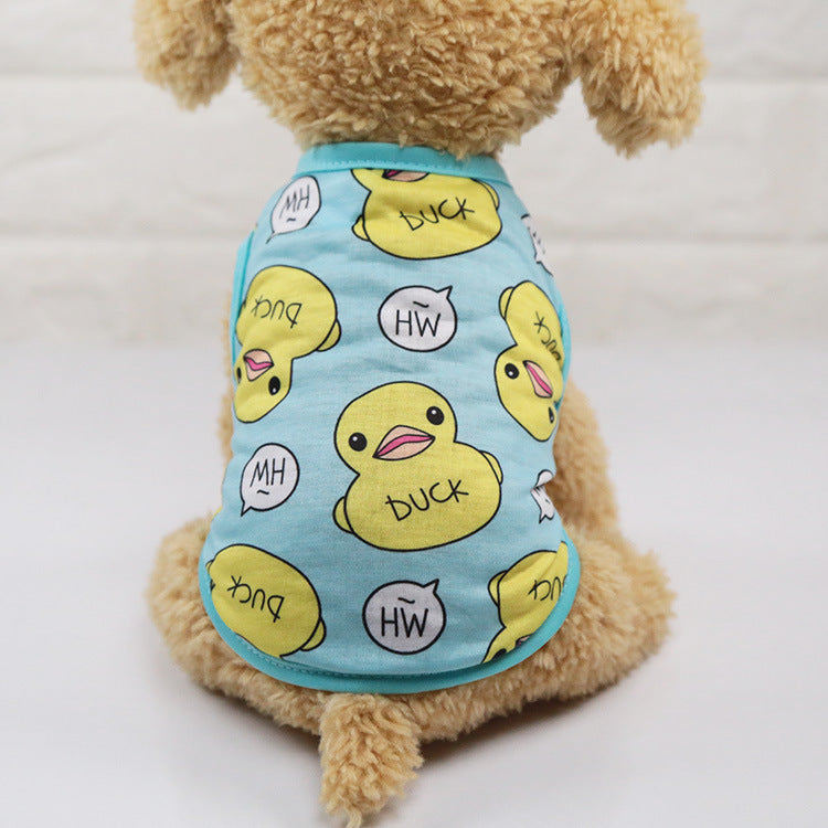 Puppy & Cat Cotton Vest Costume - British Style in Yellow & Pink