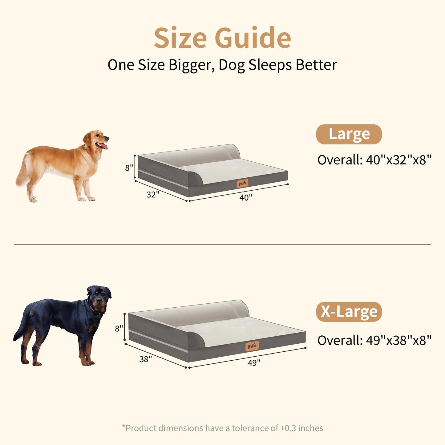 WARKEY Cooling Gel Memory Foam Dog Bed – Orthopedic, Waterproof & Washable (Large)