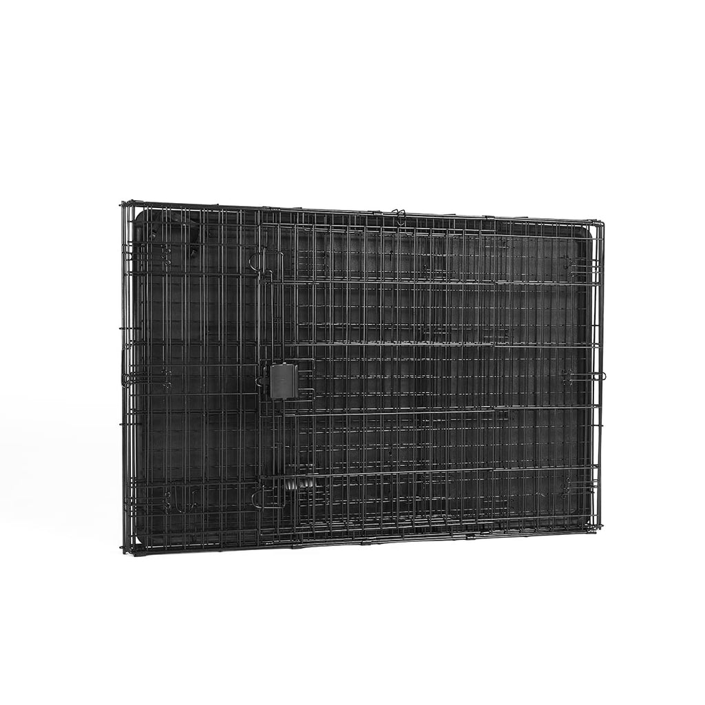 Amazon Basics Portable, Collapsible Metal Wire Dog Crate with Removable Tray, Double Door, Easy to Assemble, Divider Panel for Large Dogs, 42" x 28" x 30", Black