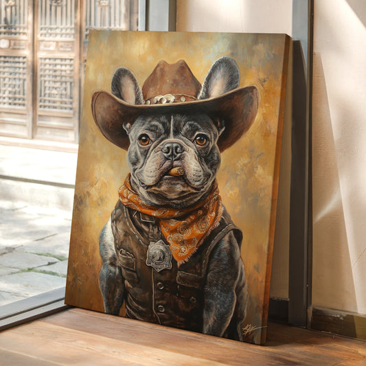 Sheriff Bulldog mit Abzeichen und Attitüde