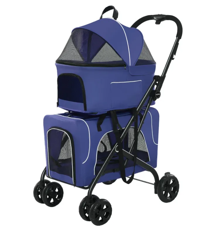 Lightweight Folding Pet Trolley | Cat & Small Dog Stroller, 2 Colors
