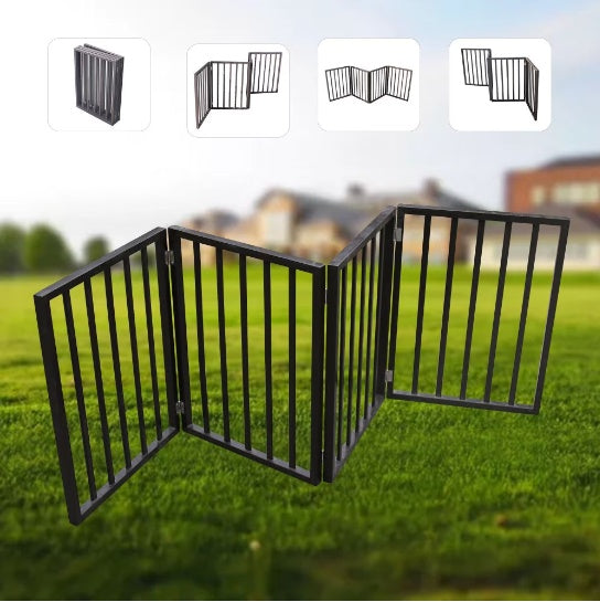 Foldable Wooden Dog Gate for Doorways — No-Install Pet Barrier