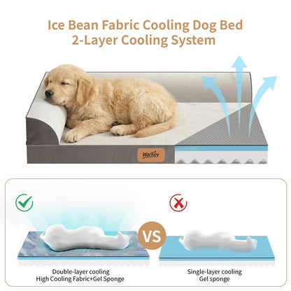 WARKEY Cooling Gel Memory Foam Dog Bed – Orthopedic, Waterproof & Washable (Large)