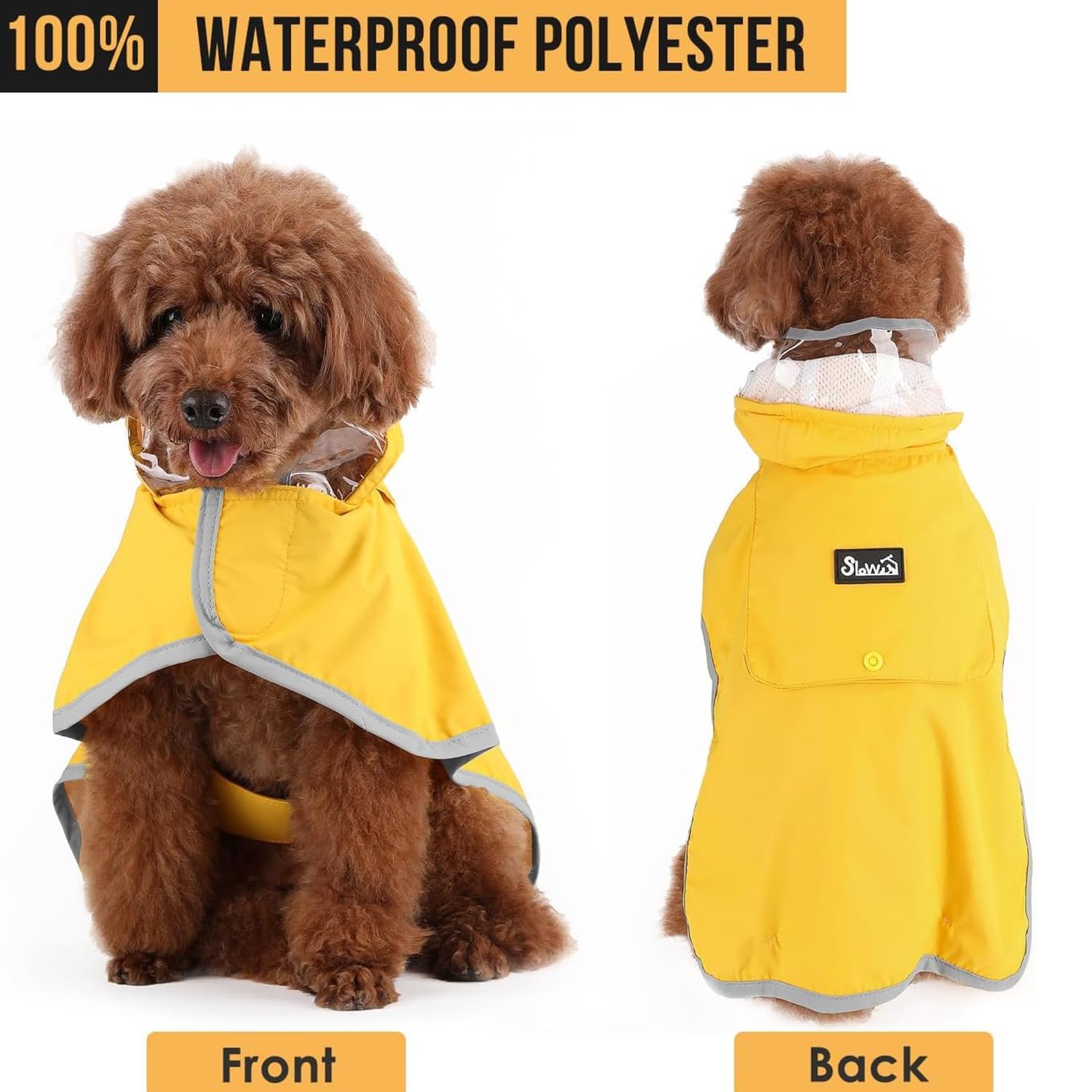 Lukovee Dog Raincoat, Adjustable Dog Rain Jacket with Clear Hooded Double Layer for Large Medium Small Dogs Puppies, Waterproof Rain Coat Poncho with Reflective Storage Pocket & Rim (Y,XXXL)
