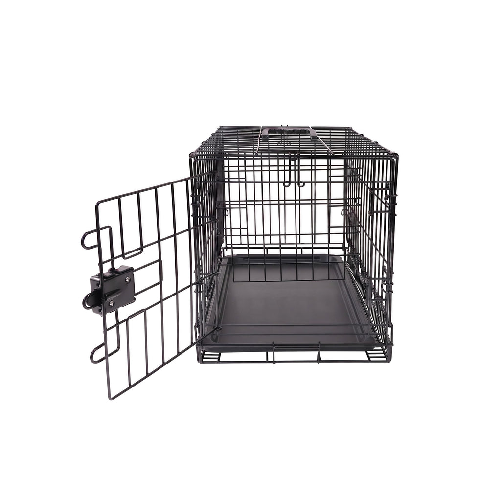 Amazon Basics Portable, Foldable Metal Wire Dog Crate with Removable Tray, Single Door, Divider Panel, Quick Setup, 30 x 19 x 21 in, Black