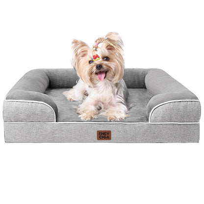 EHEYCIGA Orthopedic Memory Foam Dog Bed – Bolster Sides, Waterproof & Washable (Small–Large)