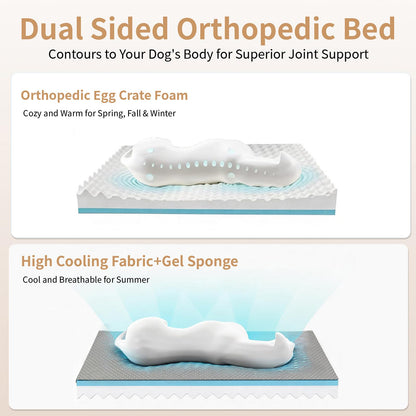 WARKEY Cooling Gel Memory Foam Dog Bed – Orthopedic, Waterproof & Washable (Large)