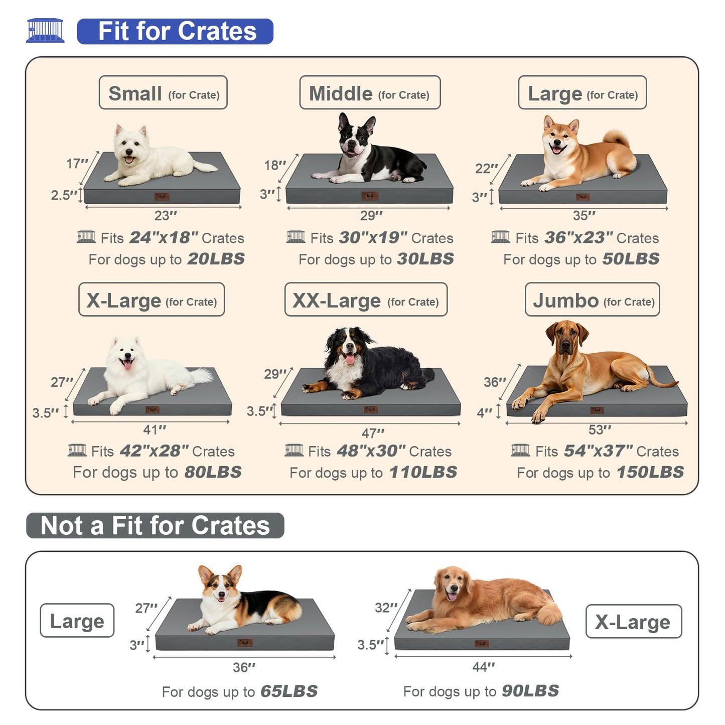 Tail Stories Outdoor Waterproof Orthopedic Dog Bed for Large Dogs