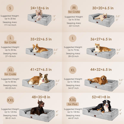EHEYCIGA Orthopedic Memory Foam Dog Bed – Bolster Sides, Waterproof & Washable (Small–Large)