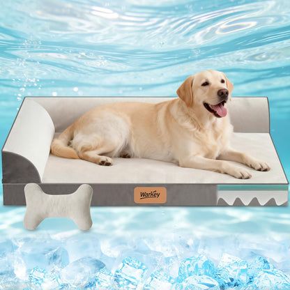 WARKEY Cooling Gel Memory Foam Dog Bed – Orthopedic, Waterproof & Washable (Large)