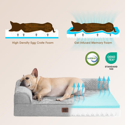 EHEYCIGA L-Shaped Orthopedic Dog Bed – Memory Foam, Waterproof & Washable, 30”×20” (Medium)