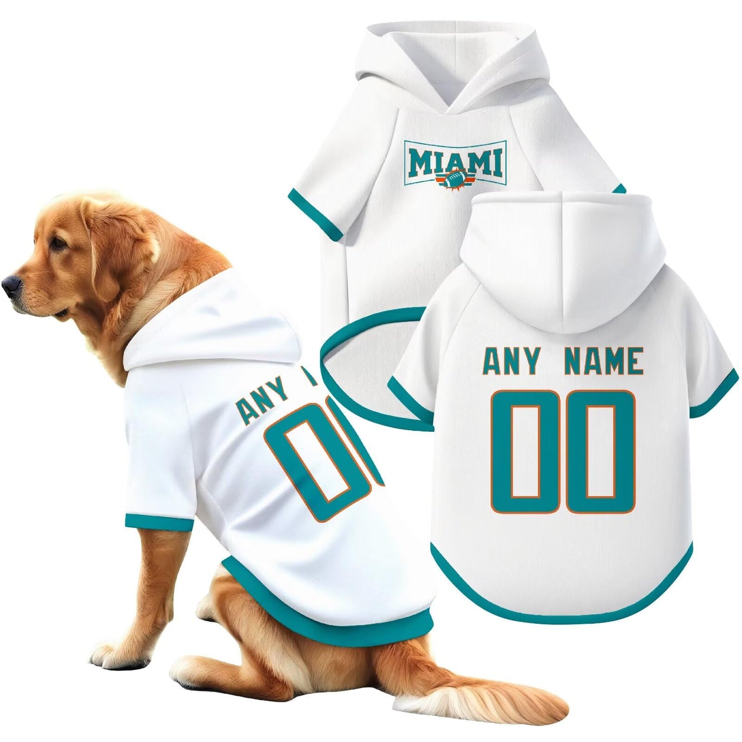 ANTKING Miami Dog Hoodie T-Shirt Jersey Pet Clothes Custom Name and Number Gifts