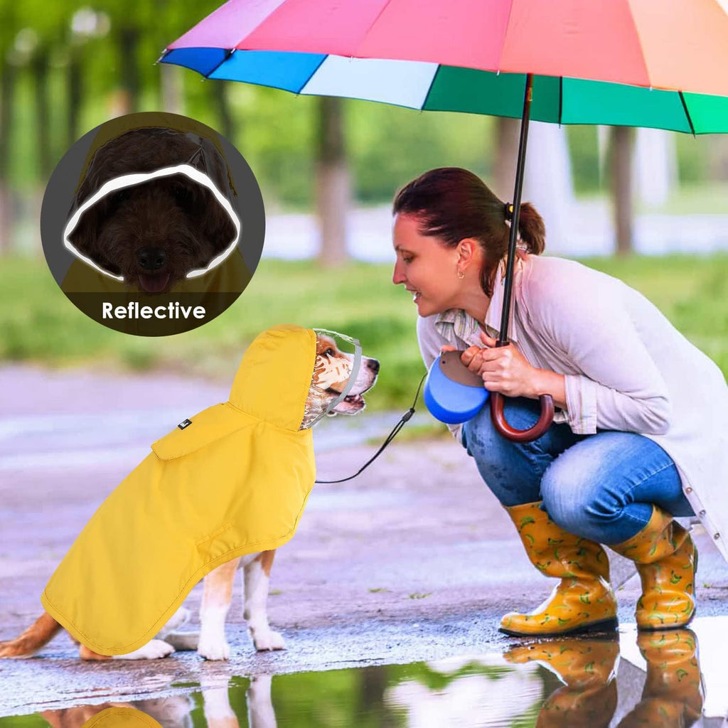 Lukovee Dog Raincoat, Adjustable Dog Rain Jacket with Clear Hooded Double Layer for Large Medium Small Dogs Puppies, Waterproof Rain Coat Poncho with Reflective Storage Pocket & Rim (Y,XXXL)
