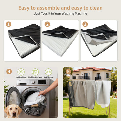 WARKEY Cooling Gel Memory Foam Dog Bed – Orthopedic, Waterproof & Washable (Large)
