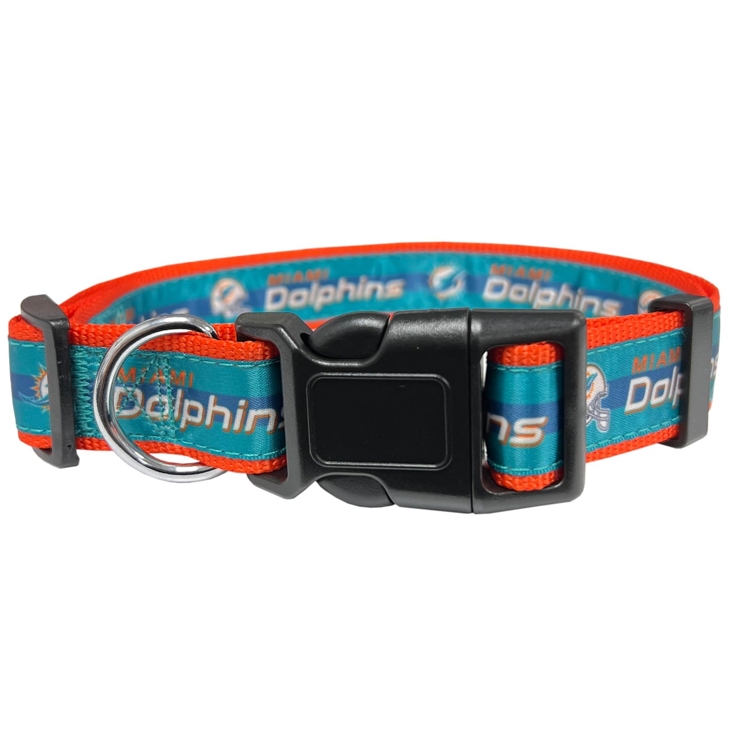 Pets First NFL Miami Dolphins Licensed PET COLLAR, Medium - Heavy-Duty, Strong, and Durable Dog Collar. Available in 31 Football Teams and 4 Sizes