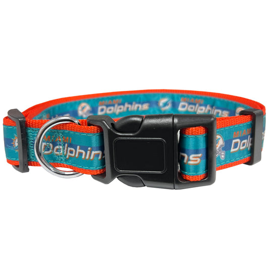 Pets First NFL Miami Dolphins Licensed PET COLLAR, Medium - Heavy-Duty, Strong, and Durable Dog Collar. Available in 31 Football Teams and 4 Sizes