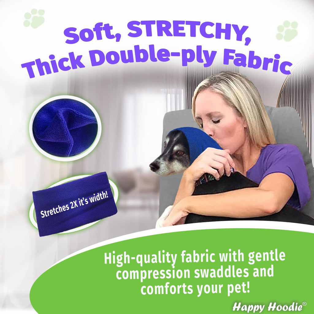 Happy Hoodie The Original Dog & Cat Calming Band - American Brand - Anxiety Relief/Noise Protection - Grooming - Thunder - Fireworks (Large, Black) - Since 2008
