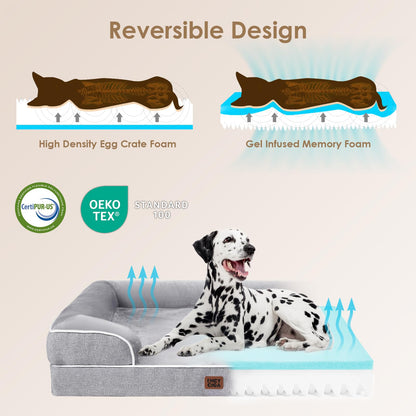 EHEYCIGA Orthopedic Memory Foam Dog Bed – Bolster Sides, Waterproof & Washable (Small–Large)