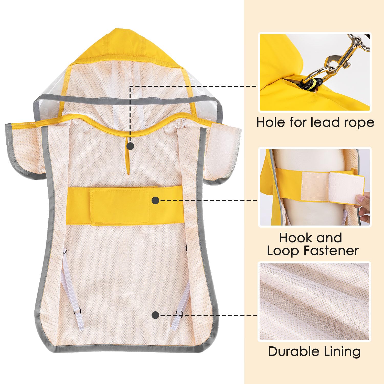 Lukovee Dog Raincoat, Adjustable Dog Rain Jacket with Clear Hooded Double Layer for Large Medium Small Dogs Puppies, Waterproof Rain Coat Poncho with Reflective Storage Pocket & Rim (Y,XXXL)