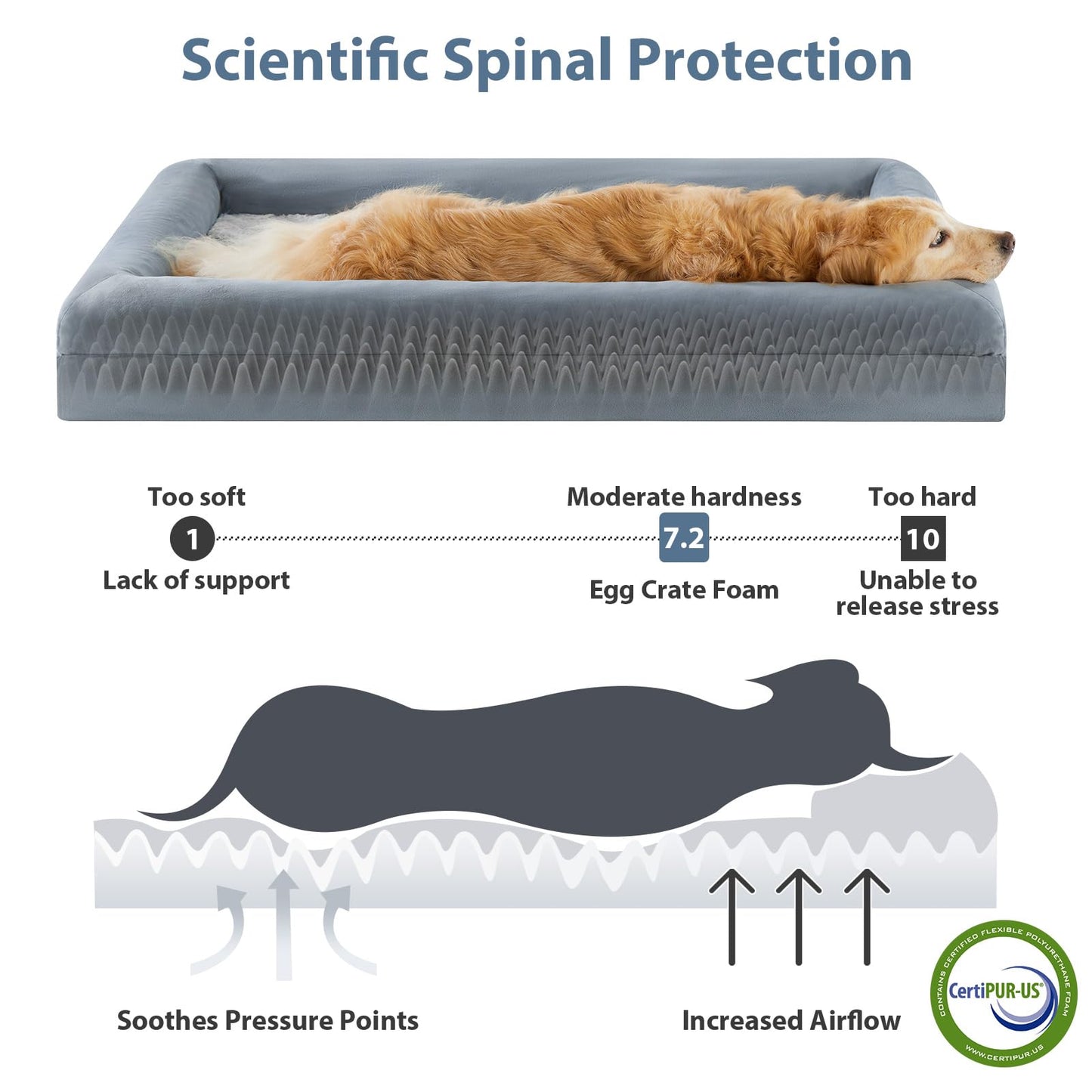 WNPETHOME XL Orthopedic Dog Bed – Washable, Waterproof & Bolster Sofa Style (Large)