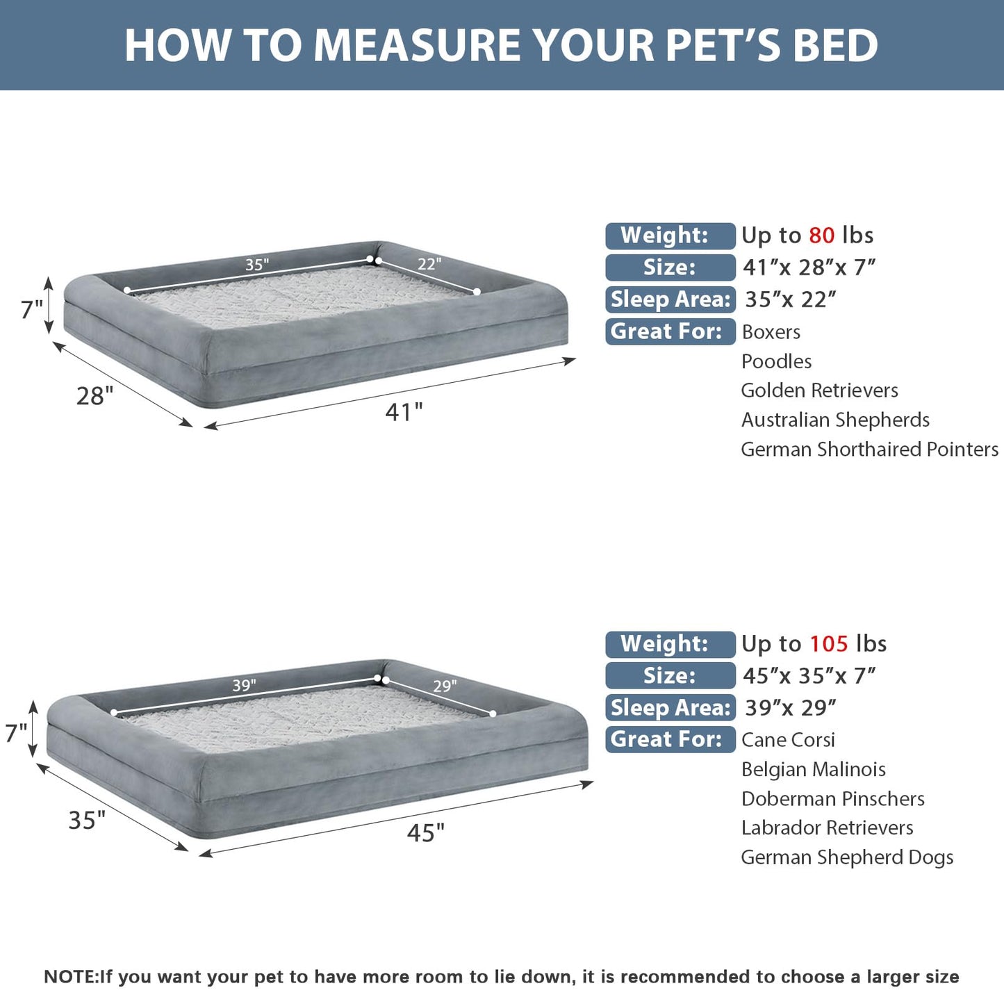 WNPETHOME XL Orthopedic Dog Bed – Washable, Waterproof & Bolster Sofa Style (Large)