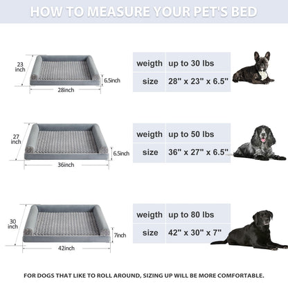 BFPETHOME Orthopedic Washable Dog Beds Large Sized Senior Dog for Comfy Sleeping with Removable Cover, Waterproof Big Soft Pet Couch Bed for Dogs Relax