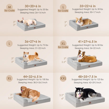 EHEYCIGA L-Shaped Orthopedic Dog Bed – Memory Foam, Waterproof & Washable, 30”×20” (Medium)