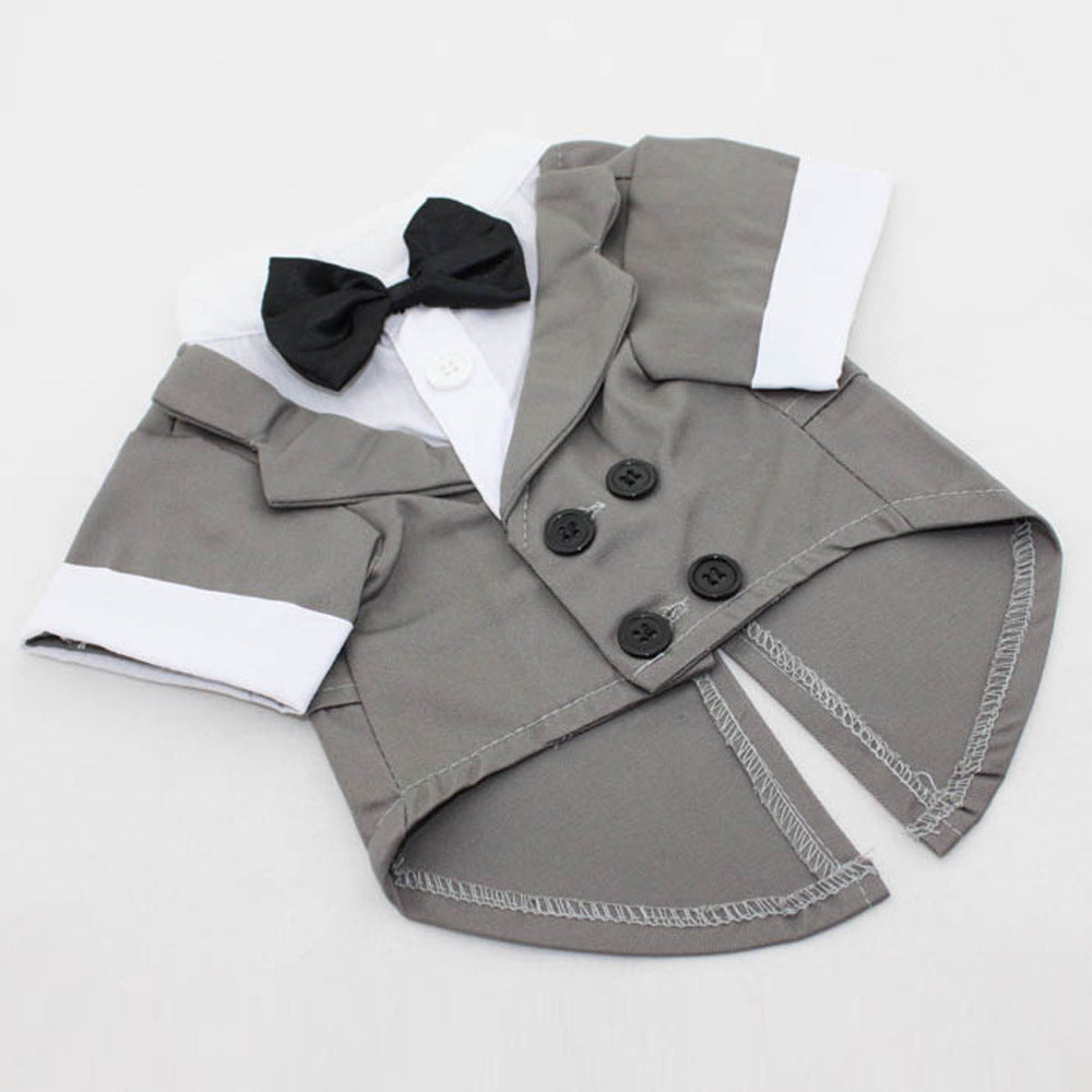 Puppy Gentleman Bow Tie Dress for Dogs - Black & Gray