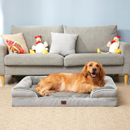 EHEYCIGA Orthopedic Memory Foam Dog Bed – Bolster Sides, Waterproof & Washable (Small–Large)