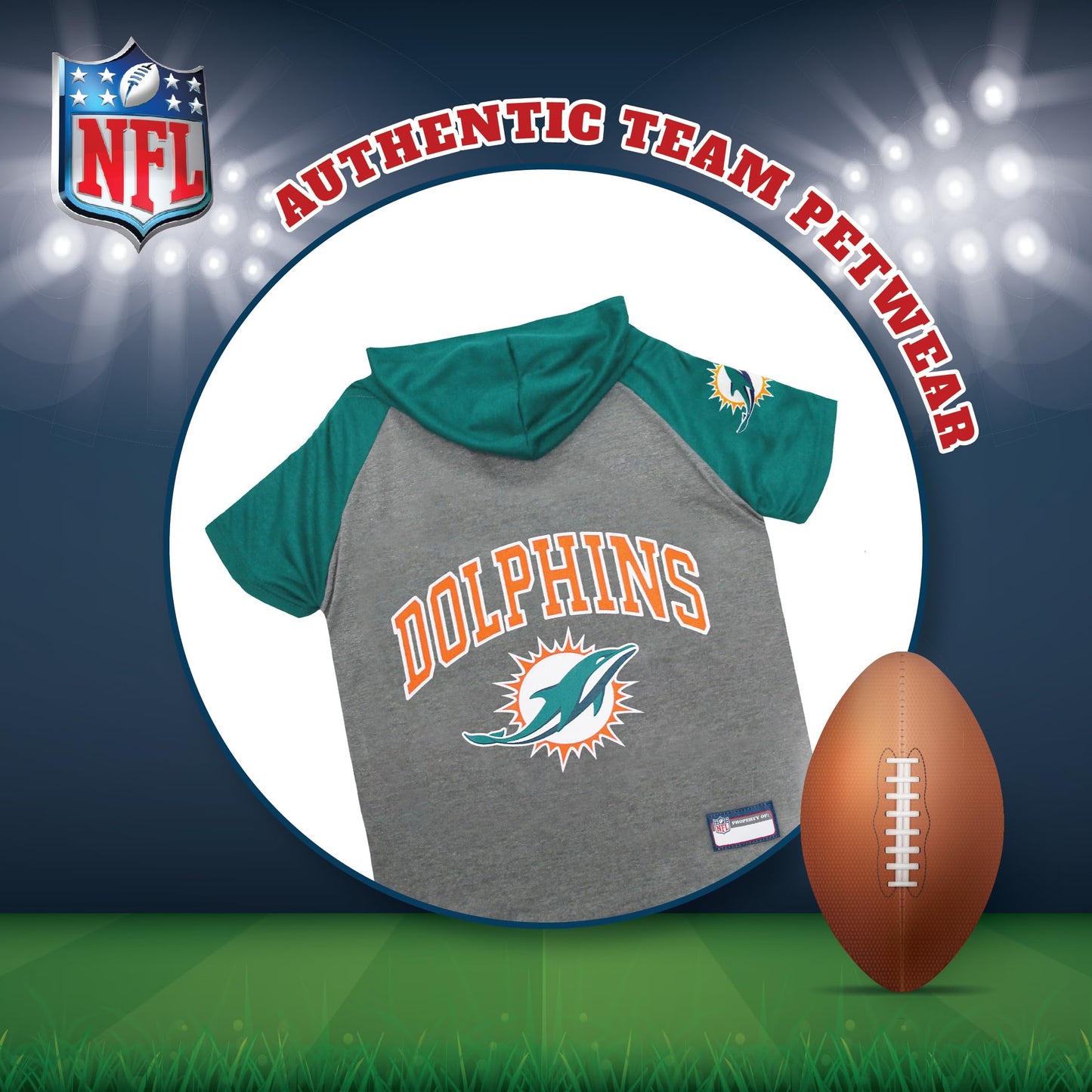 Pets First NFL Miami Dolphins Hoodie for Dogs & Cats – Official Licensed Pet Apparel (X-Small)