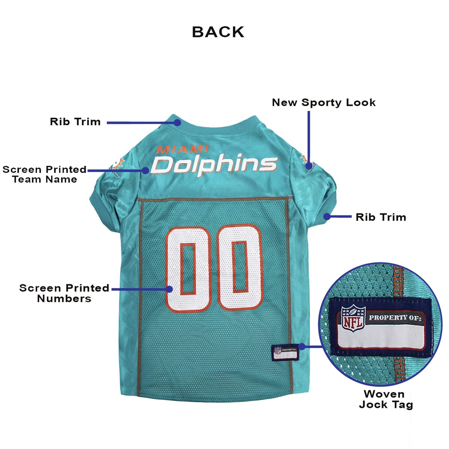 Pets First NFL Miami Dolphins Dog Jersey, Size Large, Football Shirt Costume for Pet, Dog Sports T-Shirt, NFL Team Clothing for Cats, Licensed Pet Apparel Available in 7 Sizes and 32 Teams