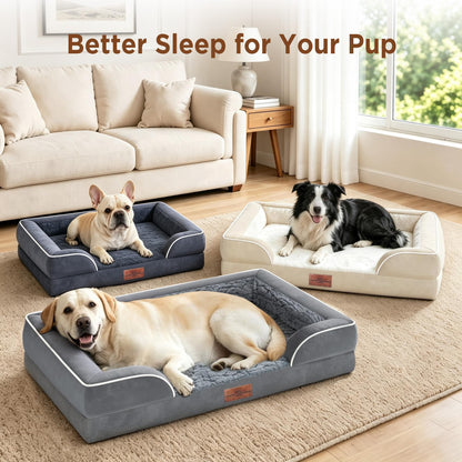 Comfort Expression Orthopedic Dog Bed – CertiPUR-US Foam, 3-Sided Bolster & Washable Cover (XL)