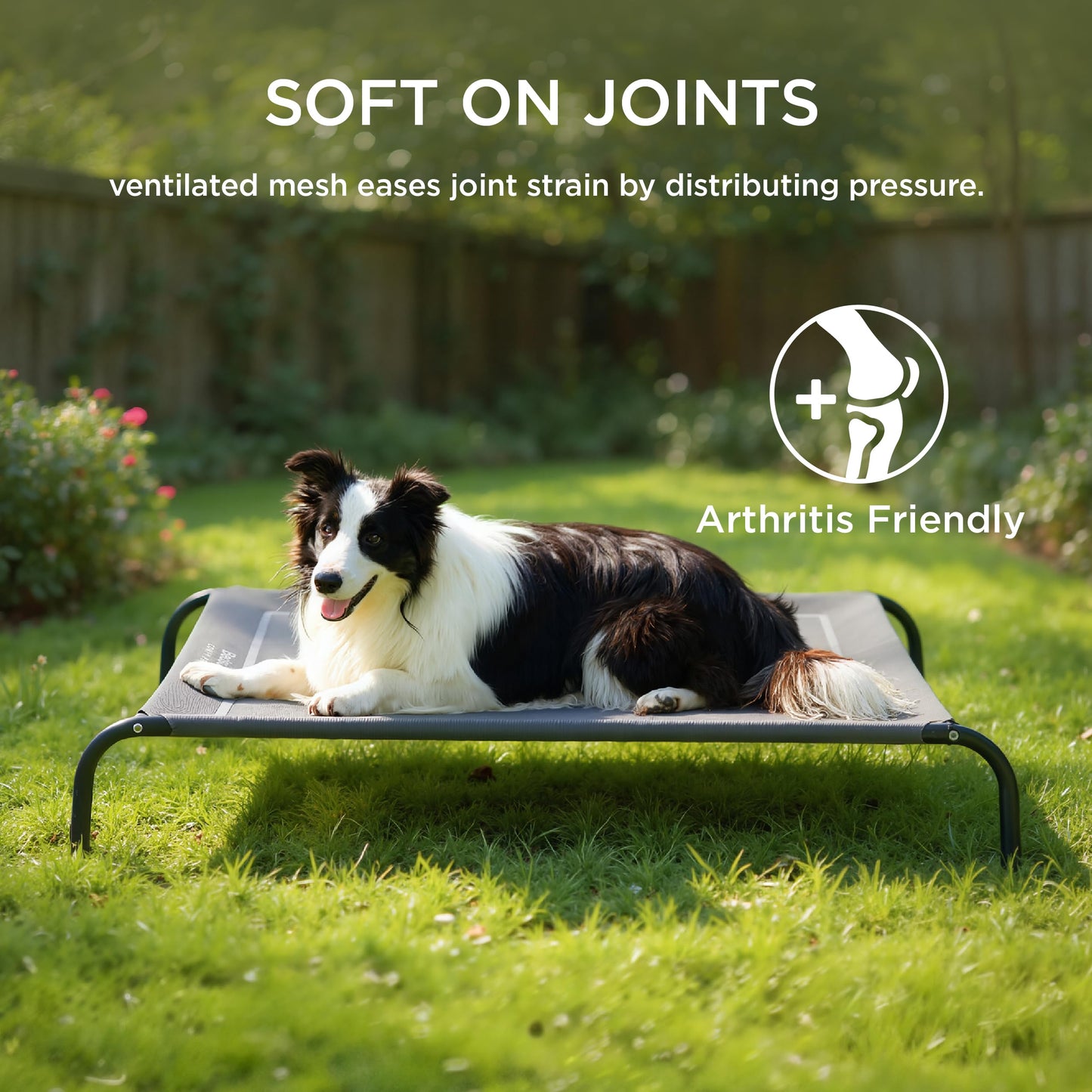 Bedsure Outdoor Elevated Cooling Dog Bed Large Sized Dog, 49in Grey